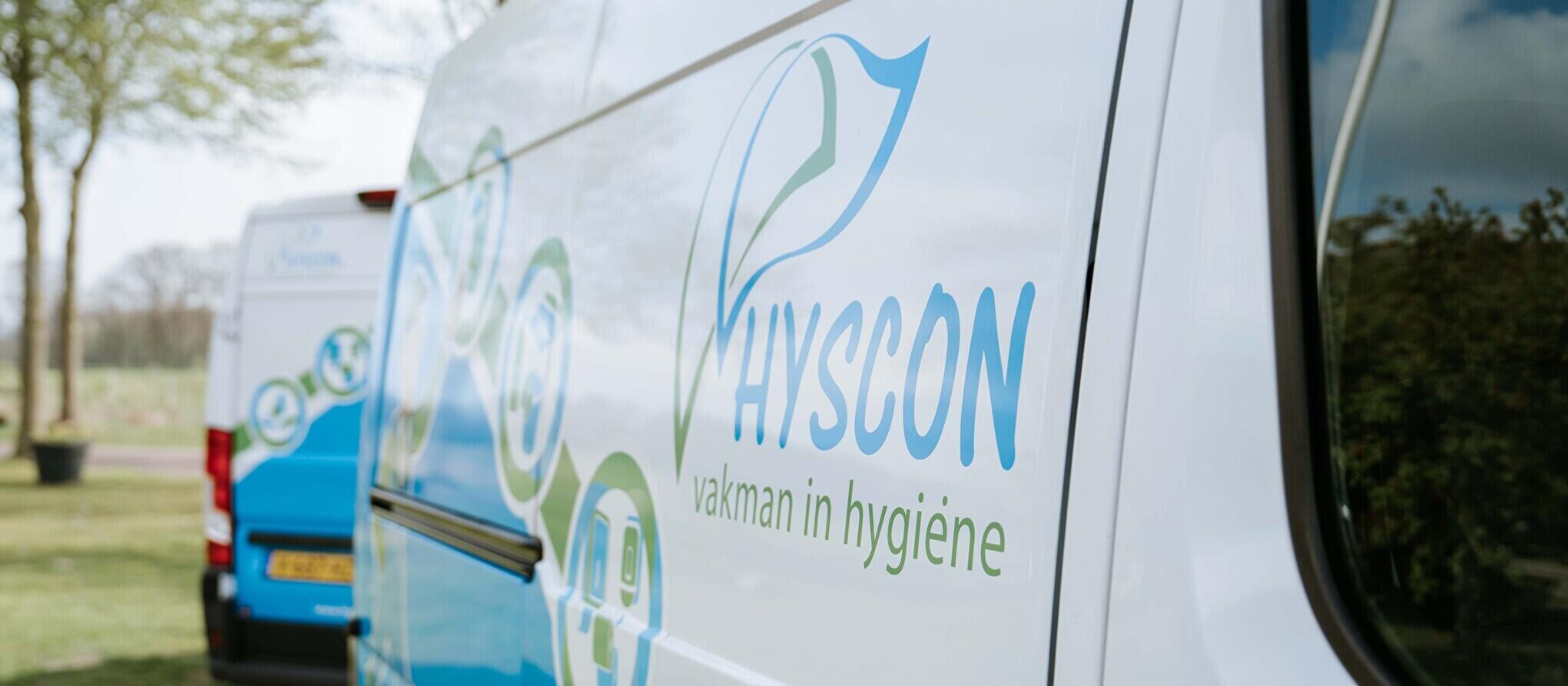 Hyscon Super Service bus met logo voor sanitaire service in horeca en hotels